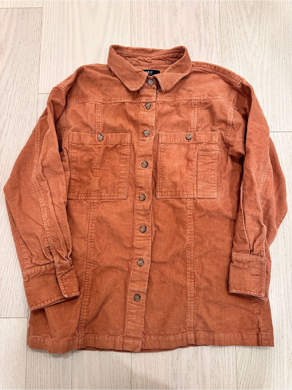 Able Joan Shacket Corduroy Button-Front Jacket - Burnt Orange